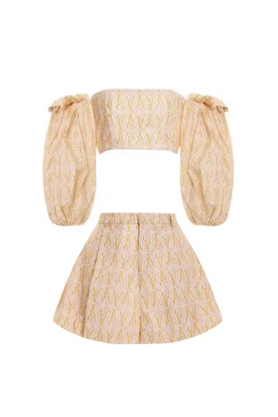 Agua By Agua Bendita Matching Shorts &amp; Top Set In Blush In Neutral