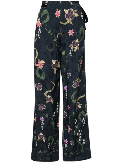 Agua By Agua Bendita + Net Sustain Memoria Tesoro Floral-print Jacquard Straight-leg Pants In Green