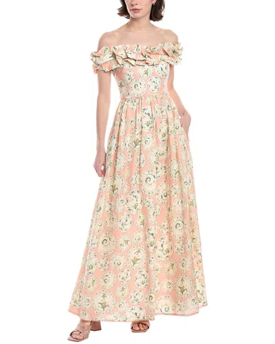 Agua By Agua Bendita Menaje Linen Maxi Dress In Pink