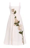 Agua By Agua Bendita Miamar Gardenia Embroidered Linen Midi Dress In Ivory