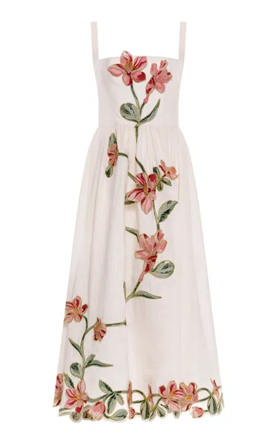 Agua By Agua Bendita Mielero Midi Castillo Linen Maxi Dress In White