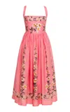 Agua By Agua Bendita Mielero Promesa Floral Printed Linen Midi Dress In Multi
