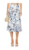 Agua By Agua Bendita Mimosa Petalo Pleated Jacquard Midi Skirt In Blue