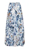 Agua By Agua Bendita Mimosa Petalo Pleated Jacquard Midi Skirt In Ivory