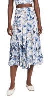 Agua By Agua Bendita Mimosa Petalo Pleated Jacquard Midi Skirt In Multicolor