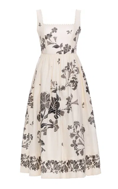 Agua By Agua Bendita Miramar Gauyacan Linen Midi Dress In Ivory