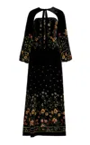 Agua By Agua Bendita Alamo Paramo Cutout Floral-print Velvet Maxi Dress In Multi