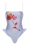 Agua By Agua Bendita Montaña Cauca Embroidered Cotton One-piece Swimsuit In Multi