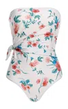 Agua By Agua Bendita Morena Mosqueta Knotted Floral-print Strapless Recycled Swimsuit In White