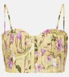 Agua By Agua Bendita Morgina Floral Cotton Bustier In Yellow