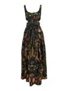 AGUA BY AGUA BENDITA MULTIcolour LONG DRESS WITH CUT-OUT DETAIL AT WAIST IN COTTON WOMAN