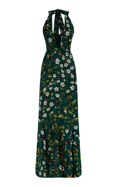 Agua By Agua Bendita Nectar Plunging Neckline Maxi Dress In Green