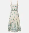 Agua By Agua Bendita Nispero Ceiba Floral Linen Midi Dress