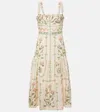 Agua By Agua Bendita Nispero Oasis Embroidered Linen Midi Dress In Multicoloured