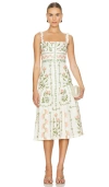 Agua By Agua Bendita Nispero Oasis Embroidered Linen Midi Dress In 多色