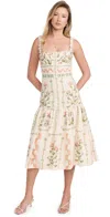 Agua By Agua Bendita Nispero Oasis Embroidered Linen Midi Dress In Multicolor