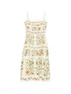 Agua By Agua Bendita Nispero Tiered Embroidered Printed Linen Midi Dress In Multi