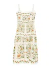 Agua By Agua Bendita Nispero Tiered Embroidered Printed Linen Midi Dress In Multi