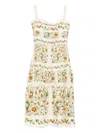 Agua By Agua Bendita Nispero Tiered Embroidered Printed Linen Midi Dress In Neutral