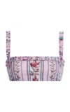Agua By Agua Bendita Nopal Floral Linen Bikini Top In Multicolor