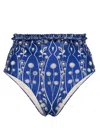 Agua By Agua Bendita Nopal Petalo High-waisted Bikini Bottom In Blue