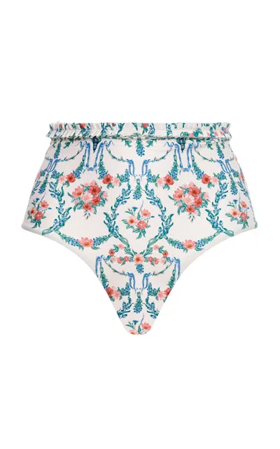 AGUA BY AGUA BENDITA NOPAL RUFFLED-TRIM PRINTED BIKINI BOTTOM