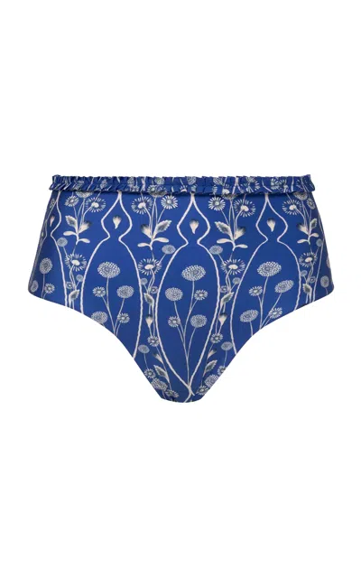 Agua By Agua Bendita Nopal Petalo High-waisted Bikini Bottom In Blue