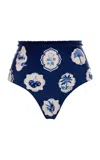 Agua By Agua Bendita Nopal Printed Bikini Bottom In Navy