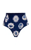 Agua By Agua Bendita Nopal Wild Embellished Printed Recycled Bikini Briefs In Blue