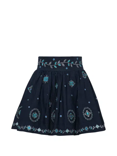 Agua By Agua Bendita Nori Floral Mini Skirt In Blue