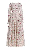 Agua By Agua Bendita Nuez Floral Linen Maxi Dress In White