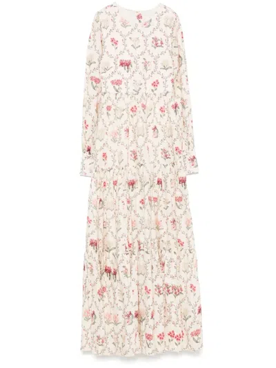 Agua By Agua Bendita Nuez Orquidea Maxi Dress In Bianco Multi