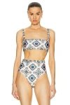 Shop Agua By Agua Bendita Olmo Bikini Top In White & Blue