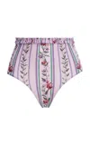 Agua By Agua Bendita Olmo Floral Linen Bikini Bottom In Multi/lilac