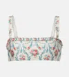 Agua By Agua Bendita Olmo Mosqueta Printed Ruffled Recycled Bandeau Bikini Top In Multicoloured