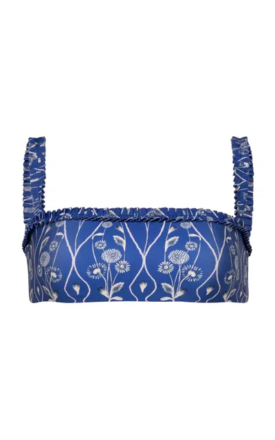 Agua By Agua Bendita Olmo Petalo Ruffle-trimmed Bikini Top In Blue