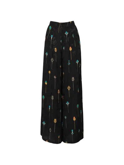 Agua By Agua Bendita Ornament Print Palazzo Pants In Black