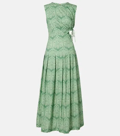 Agua By Agua Bendita Otoño Printed Cotton-blend Maxi Dress In Green
