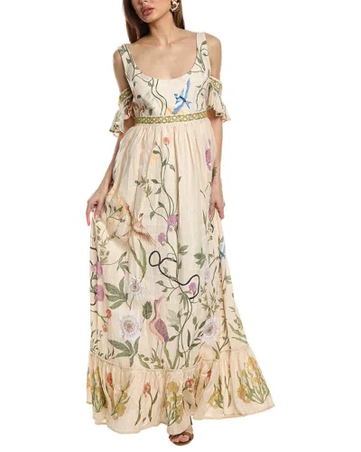 Agua By Agua Bendita Paraiso Linen Maxi Dress In White