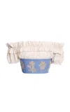 Agua By Agua Bendita Pimienta Embroidered Linen Crop Top In Light Blue