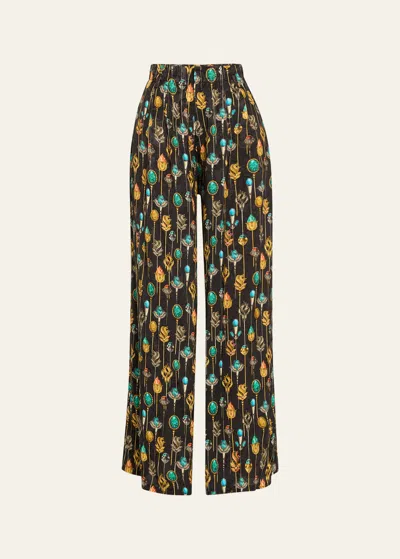 Agua By Agua Bendita Pinon Ornamento Printed Wide-leg Trousers In Multi