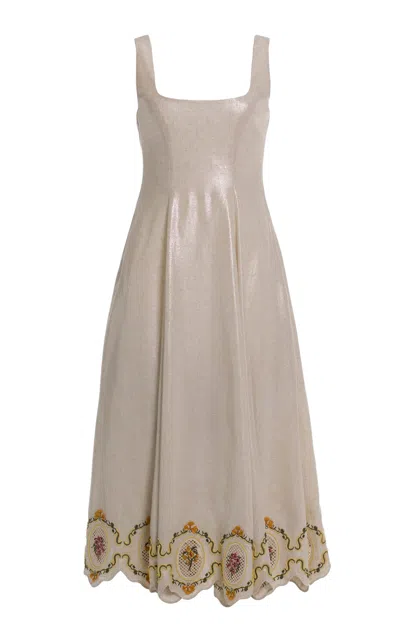 Agua By Agua Bendita Pistilo Embroidered Midi Dress