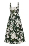 Agua By Agua Bendita Pistilo Gardenia Printed Cotton Midi Dress In Black,white