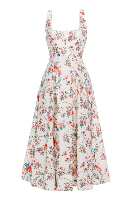 Agua By Agua Bendita Pistilo Printed Cotton Midi Dress In Ivory