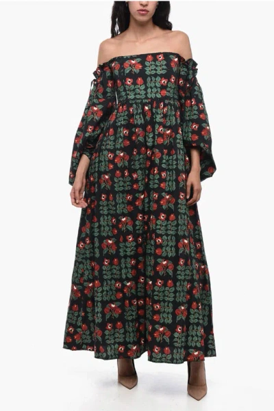 Agua By Agua Bendita Pleated Alheli Dress With Floral Pattern