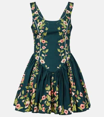 Agua By Agua Bendita Pluma Floral Cotton Minidress In Green