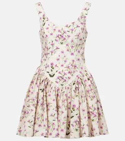 Agua By Agua Bendita Pluma Floral Cotton Minidress In Multicoloured