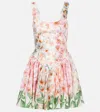 Agua By Agua Bendita Pluma Jardinera Linen Minidress In Pink
