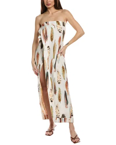 Agua By Agua Bendita Pluma Linen Caftan In White