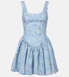 Agua By Agua Bendita Pluma Lymanopoda Appliqué Linen Minidress In Blue